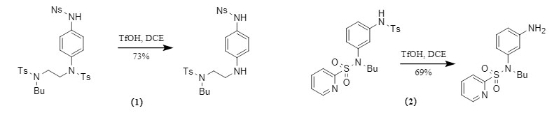 Selective removal of Ts protecting groups